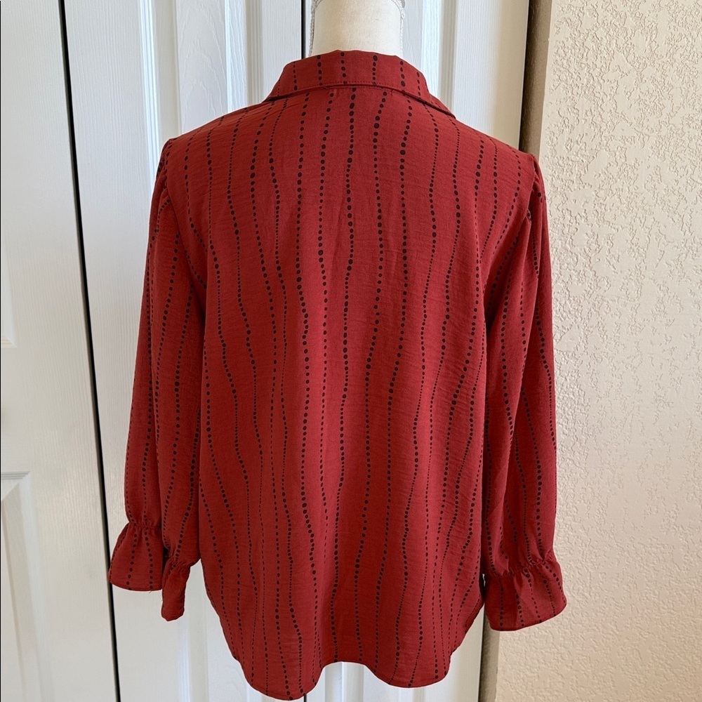 Adrienne Vittadini Brick Red Button-Down Shirt - Picture 3 of 3